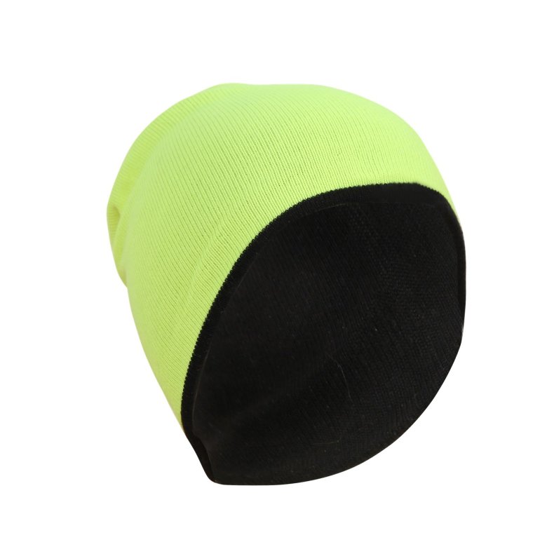 Lue Vendbar Gul/Sort Strikket